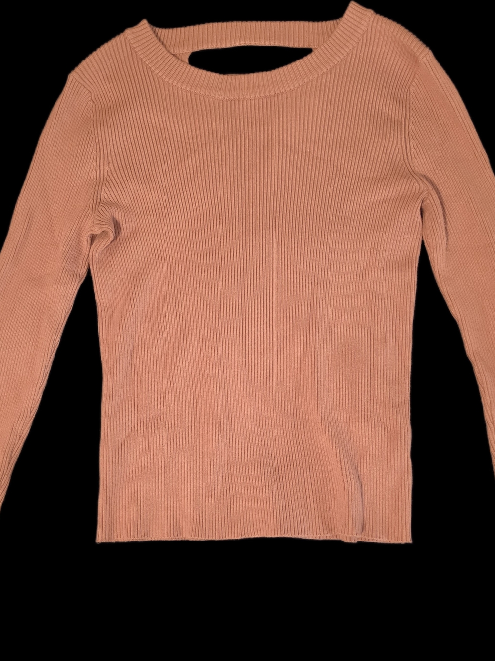 Pink Republic Ribbed Scoop-Neck Sweater With Lace Uo Back in Pink/Mauve